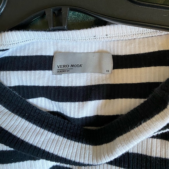 Vero Moda Striped Boat Neck Cotton Shirt Size XS - Picture 3 of 5